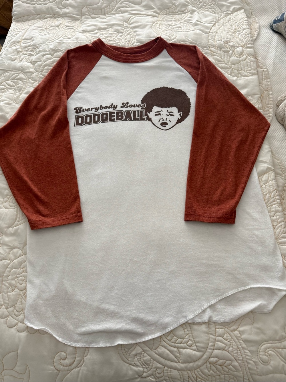 Y2K Augusta Vintage- White with Rust Sleeves - Everybody Loves Dodgeball